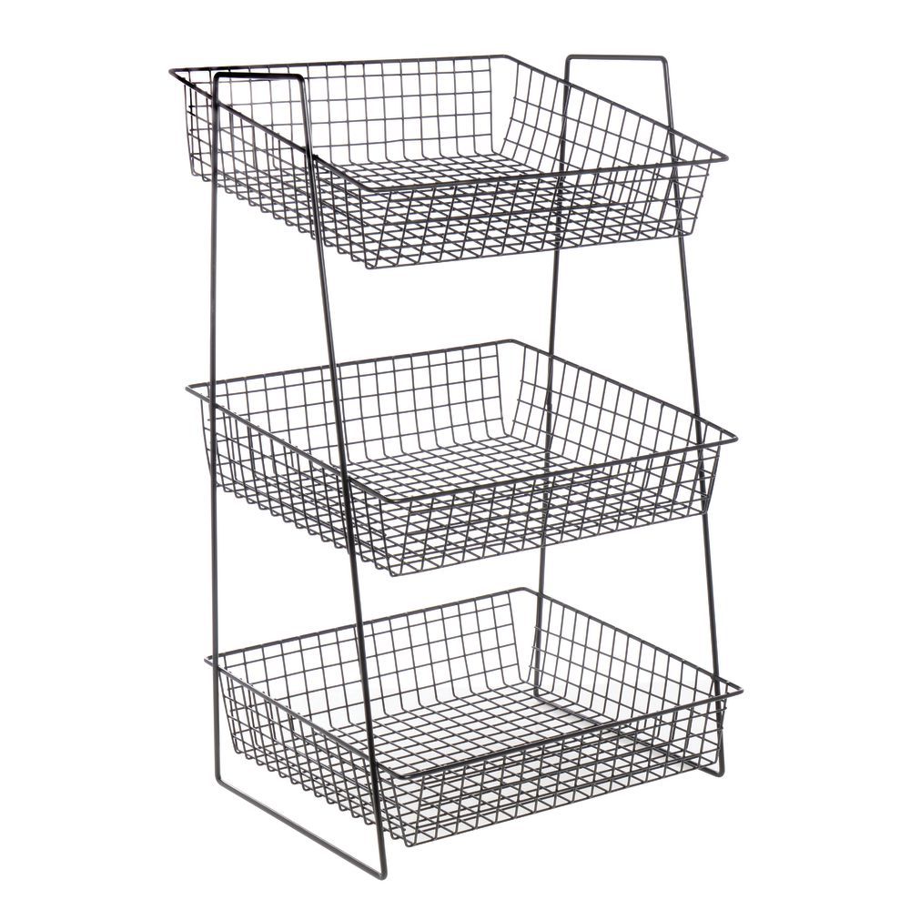 Hubert Silver Wire 3-Tier Countertop Display Stand With 6 Baskets 12 1/4"L x 7 
