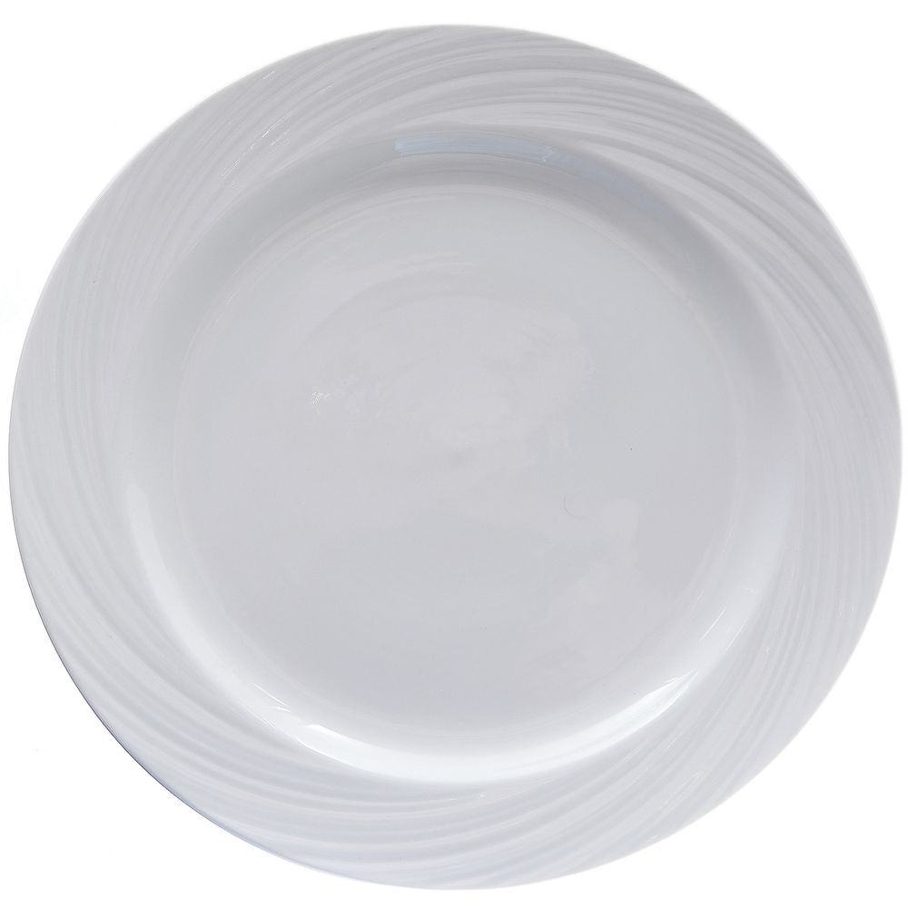 Porcelain Dinnerware is Bright White with a Wide Rim Design  