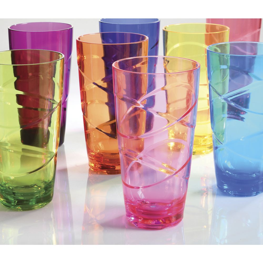 Cupture 8 - Piece 24oz. Acrylic Highball Glass Assorted Glassware
