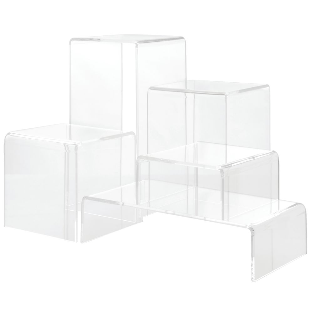 FROSTED WHITE ACRYLIC DISPLAY STANDS RISERS SET OF 3 