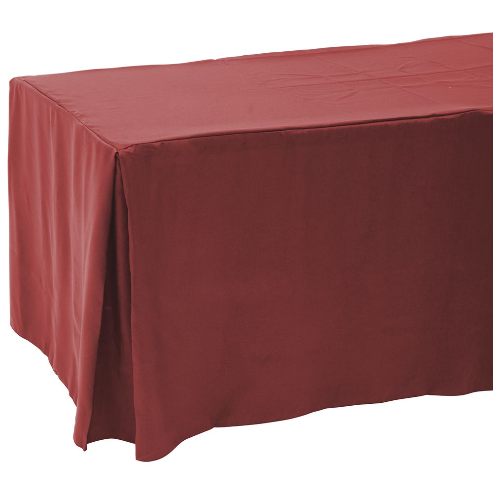 HUBERT&#174; Fitted Polyester Tablecloths With Pleats Red 96"L x 30"W x 29"H