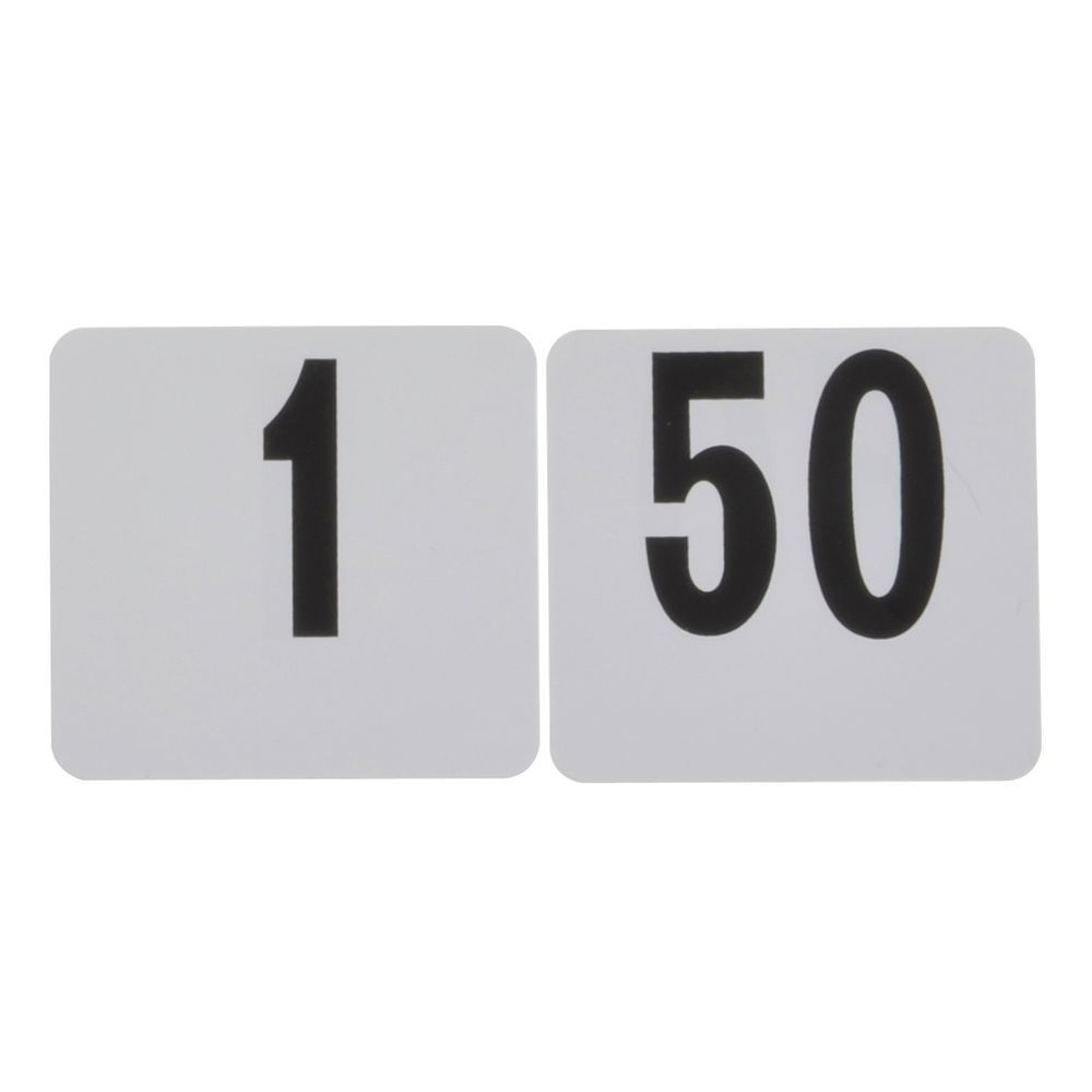 White Plastic Table Marker Number Cards 1-100  Black on White Table Numbers Bar