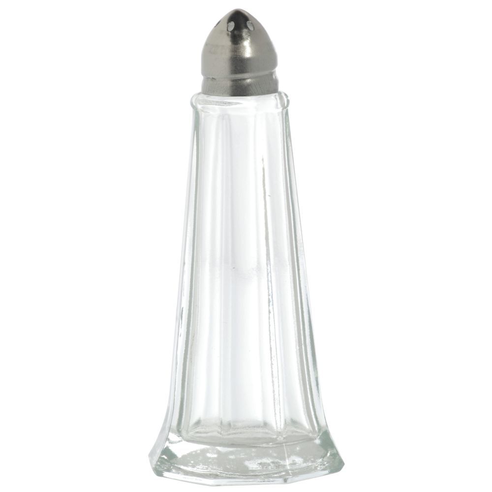 HUBERT® 1 oz Tower Clear Glass Salt/Pepper Shaker With Stainless Steel Top