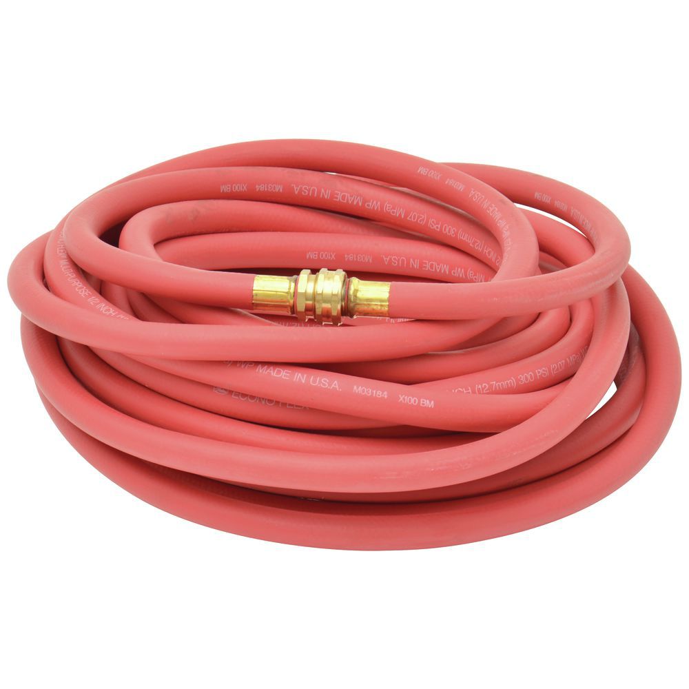 Red Rubber Hot Water Hose With Coupling - 1/2Dia x 50'L