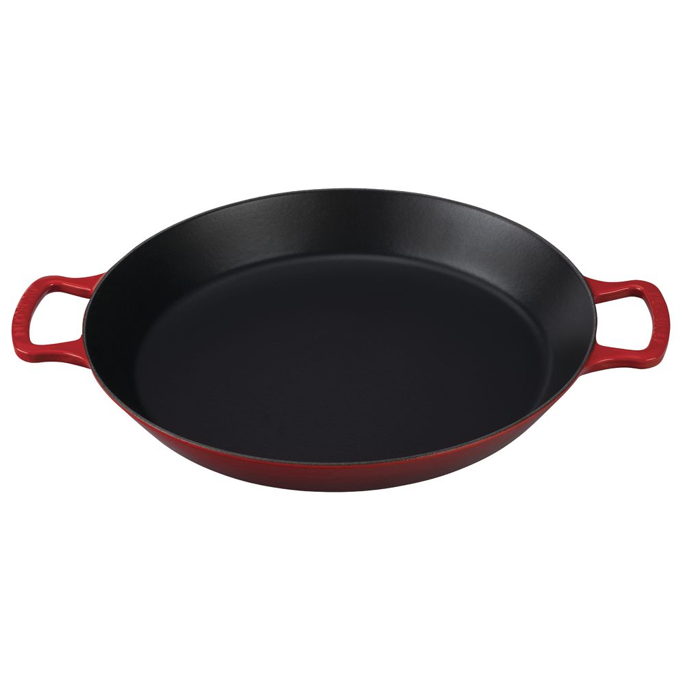 Paella Pan With Red Handles 14 1/8" Dia x 2"H Polished Steel