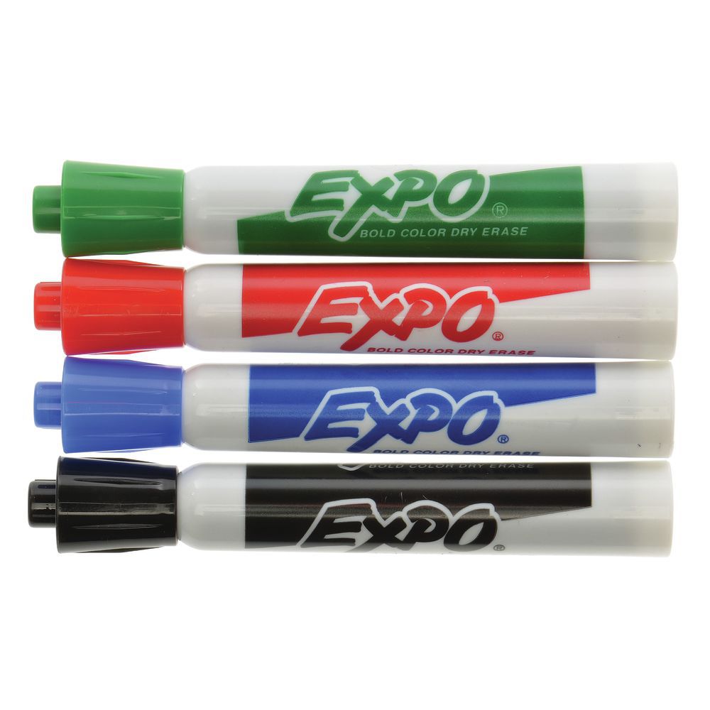 Broad Tip Dry Erase Marker Set Four Colors