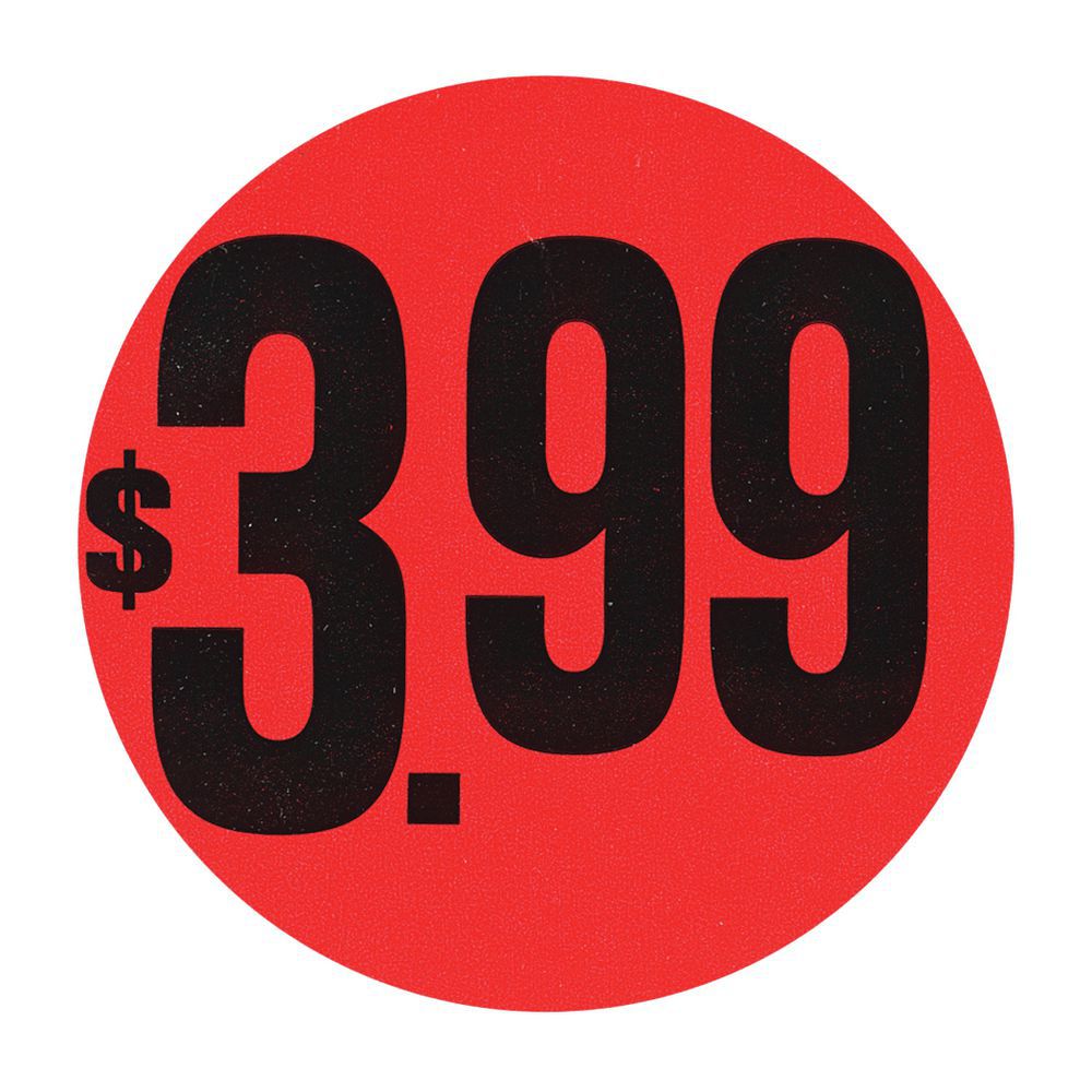 LBL, RED DAYGLO, $3.99, 1.5"DIA., 1000/RL