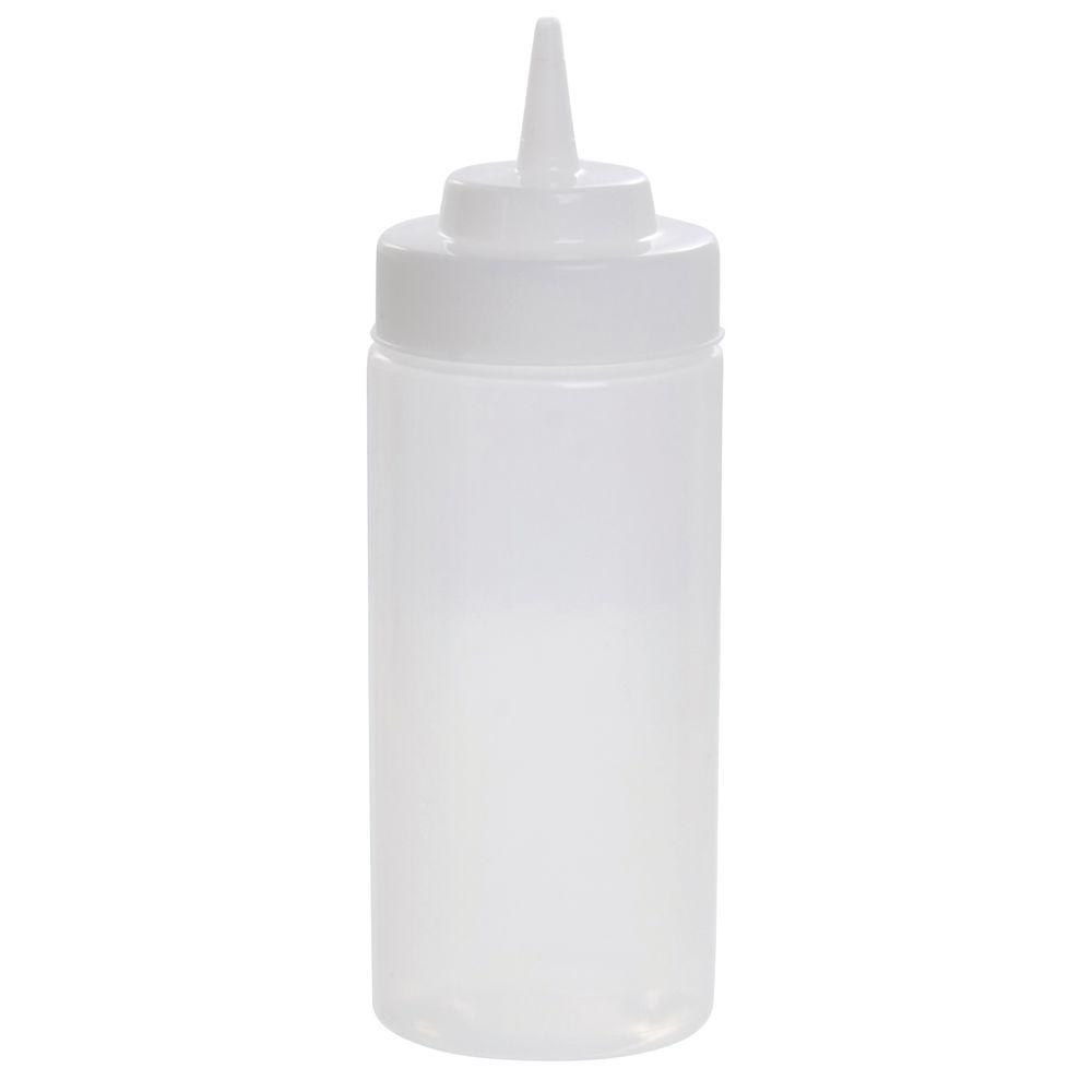 16 Oz Plastic Bottles, Set of 2 Clear Squeeze Bottles With White