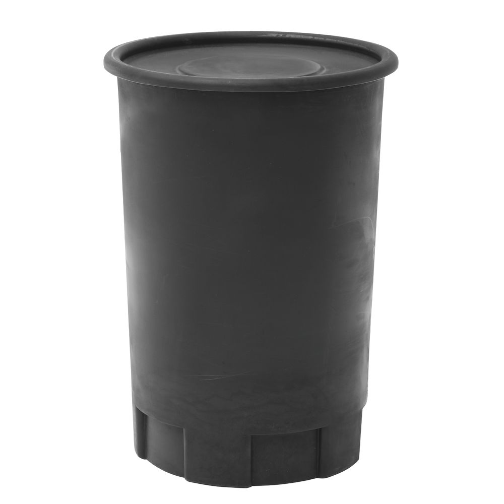 CONTAINER BLACK W/COVER, 30 GAL