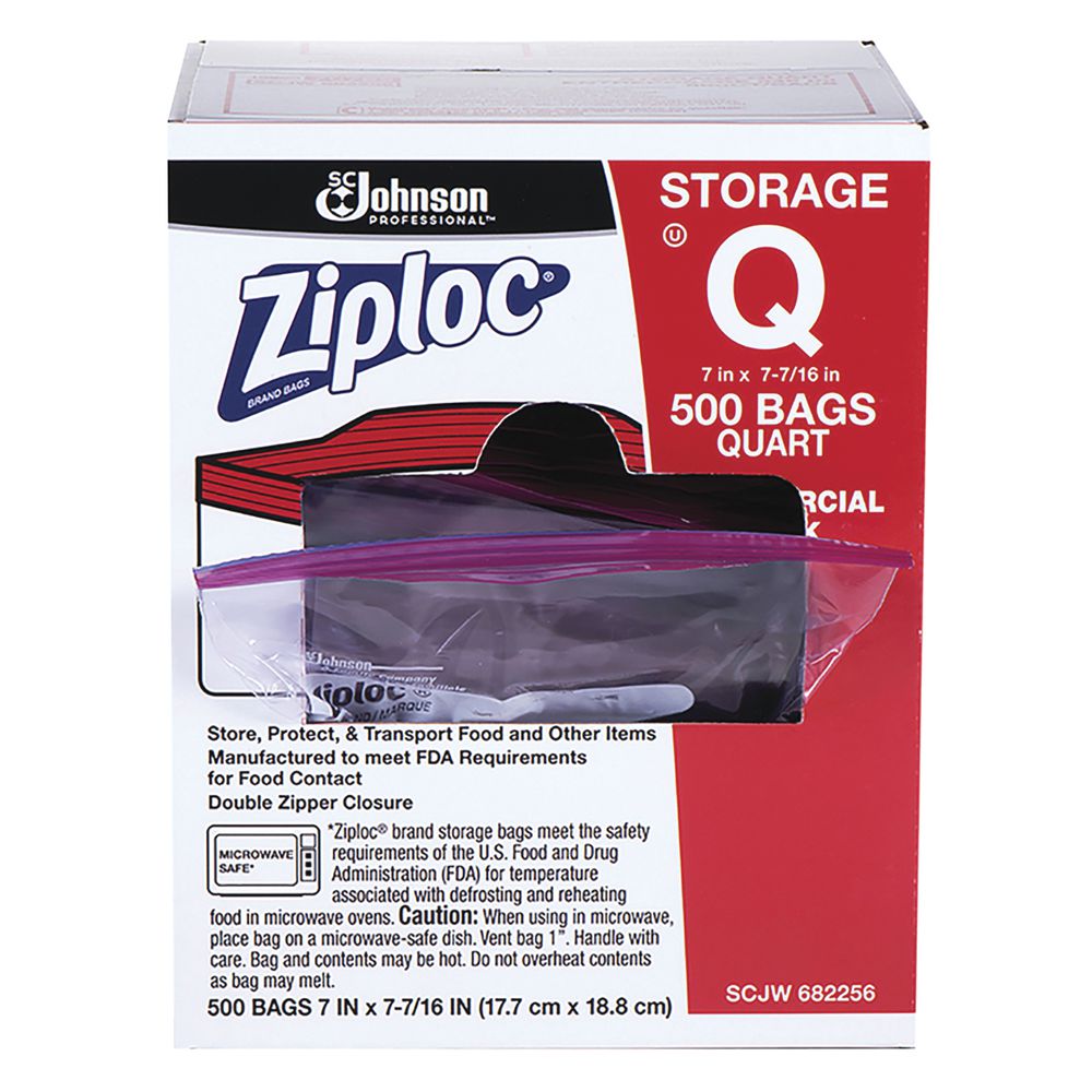 Ziploc Double Zipper Storage Bag, Quart, 48 CT