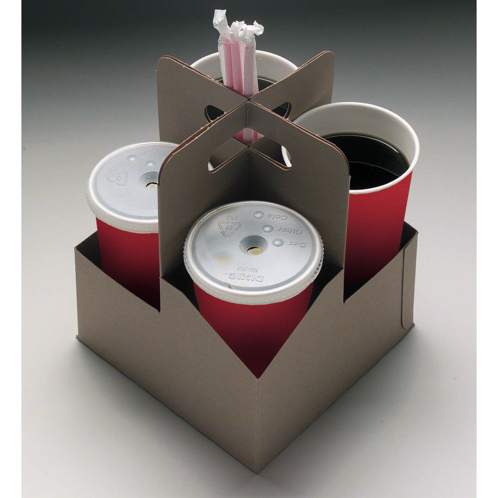 Kraft 12 - 32 Oz 4-Cup Drink Carrier - 6 1/2"L x 6 1/2"W x 8 3/8"H