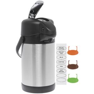 3 Liter Airpot Beverage 24hr Hot Coffee Dispenser with Push Button,  Stainless Steel, Great for Caterers, Restaurants, Offices, Households, Cafes