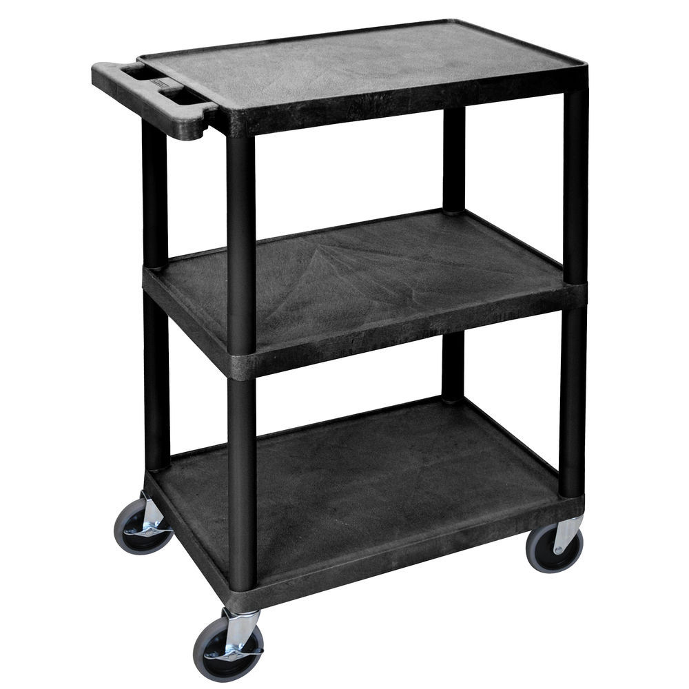 HUBERT® Stainless Steel 2-Shelf Medium Trolley Cart - 31 9/10L x 17 9/10W  x 33 5/8H