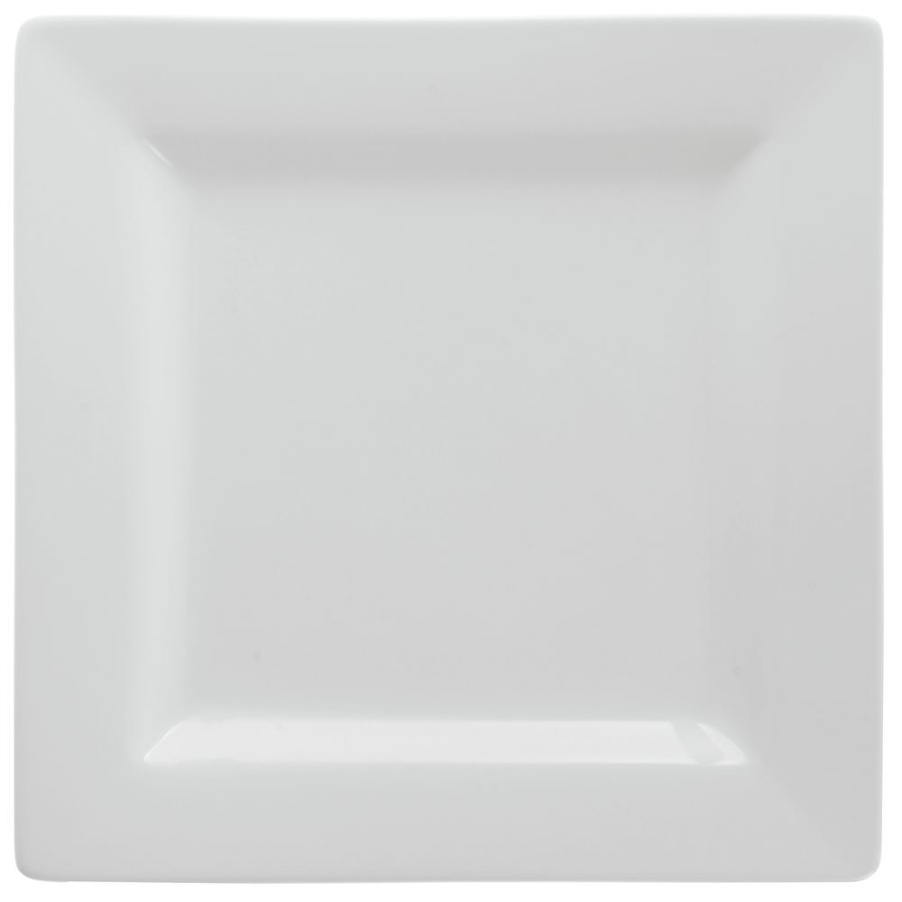 World Slate Mid-Rim 12" Square Dinner Plate in Bright White Porcelain  
