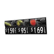 Matte Black Plastic 6 Channel Unframed Produce Track Signs With Tape - 48"L