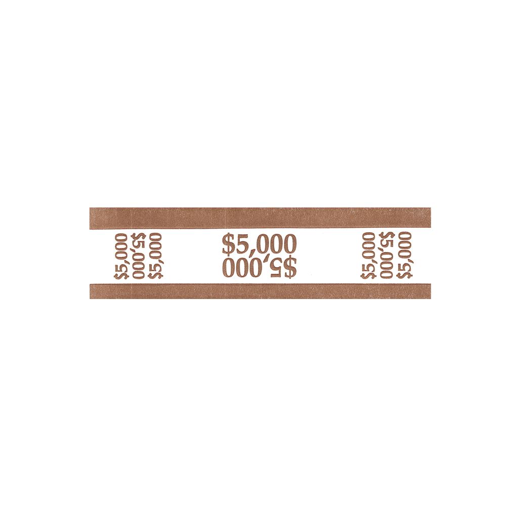 55033 Kraft Self-adhesive Brown White Pm $5000 Currency Strap 
