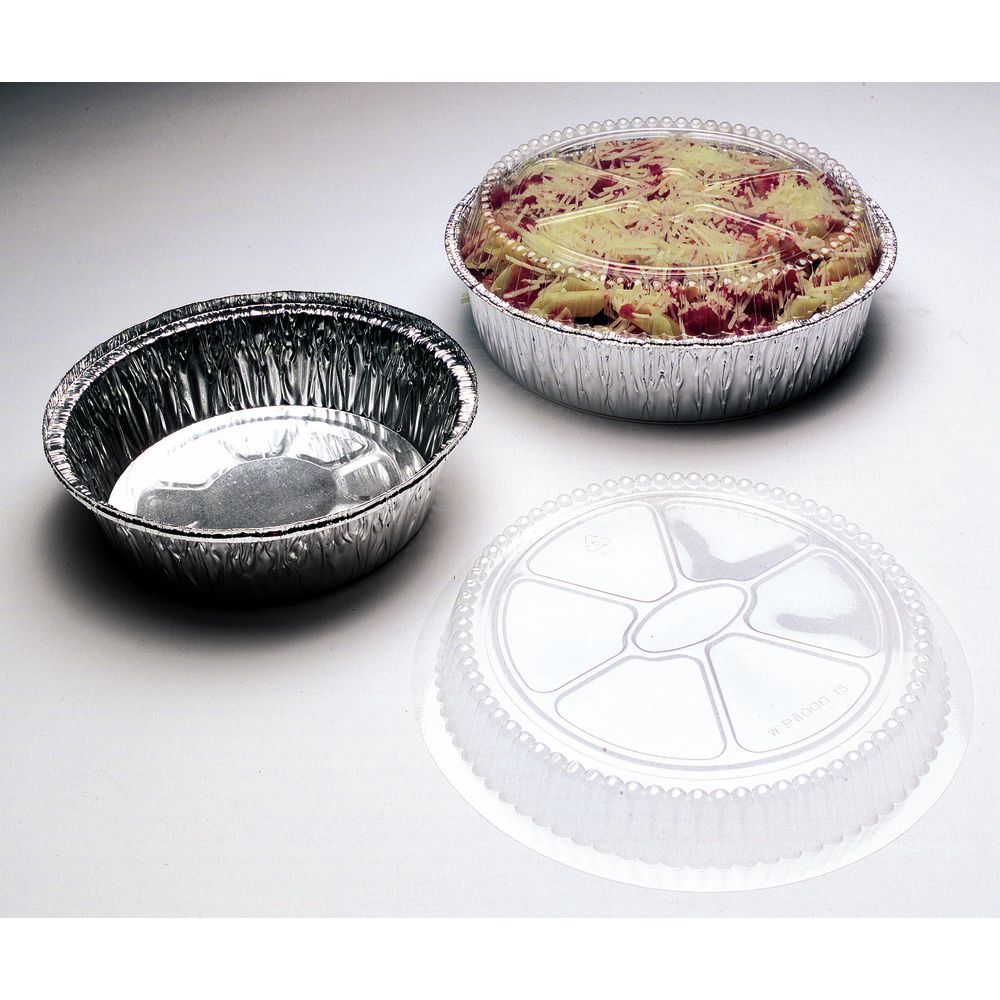 7 Round Aluminum Foil Pans W/ Plastic Dome Lids - Take Out Food
