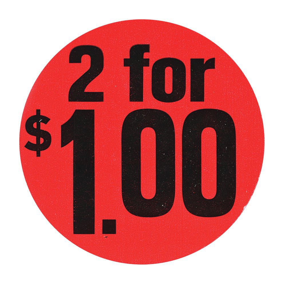 1000 Labels 1.5 Round Bright Red $1.00 Pricing Price Point Retail Stickers 1 Roll 