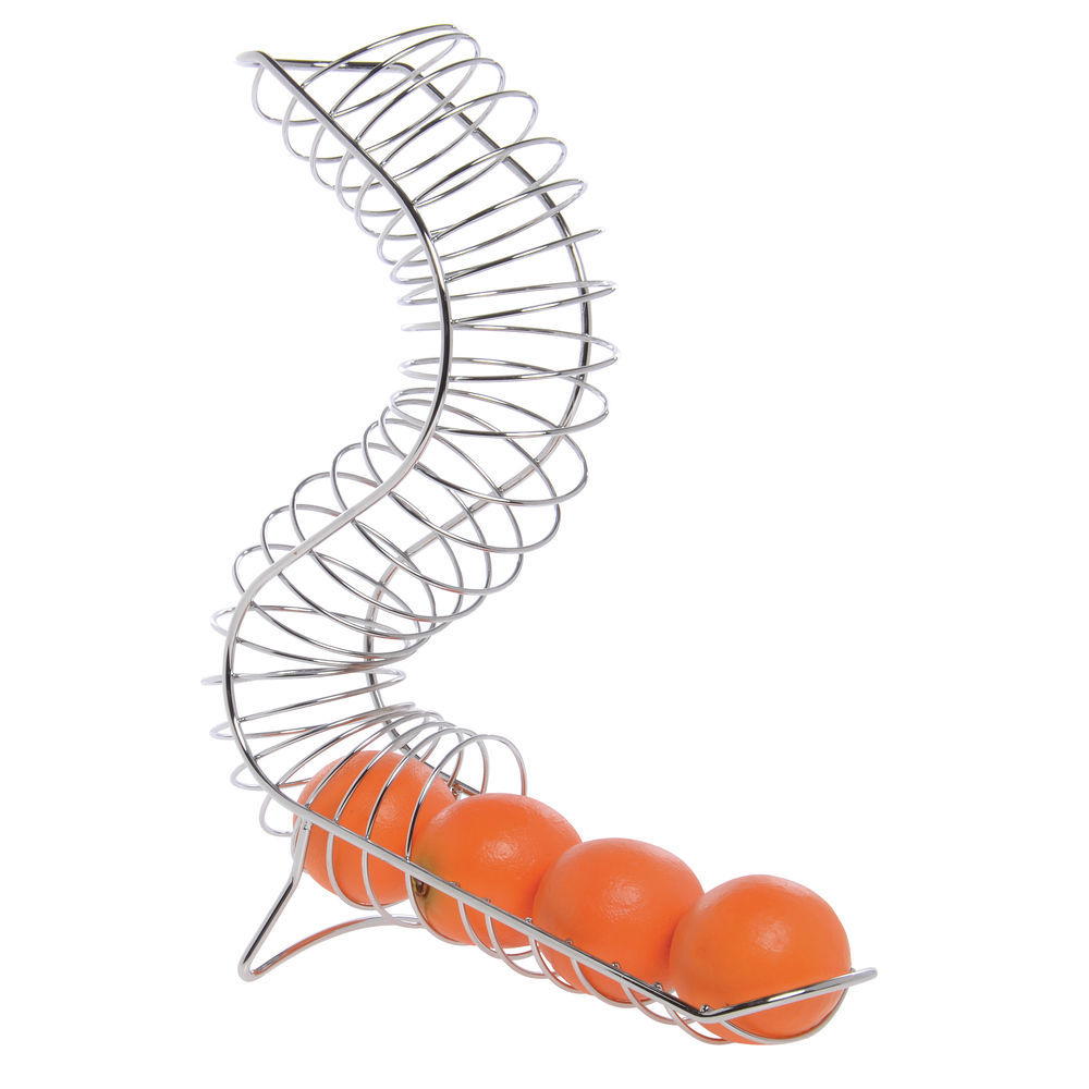 Tablecraft Curved Chrome Plated Wire Fruit Basket Stand 6"L x 14 1/2