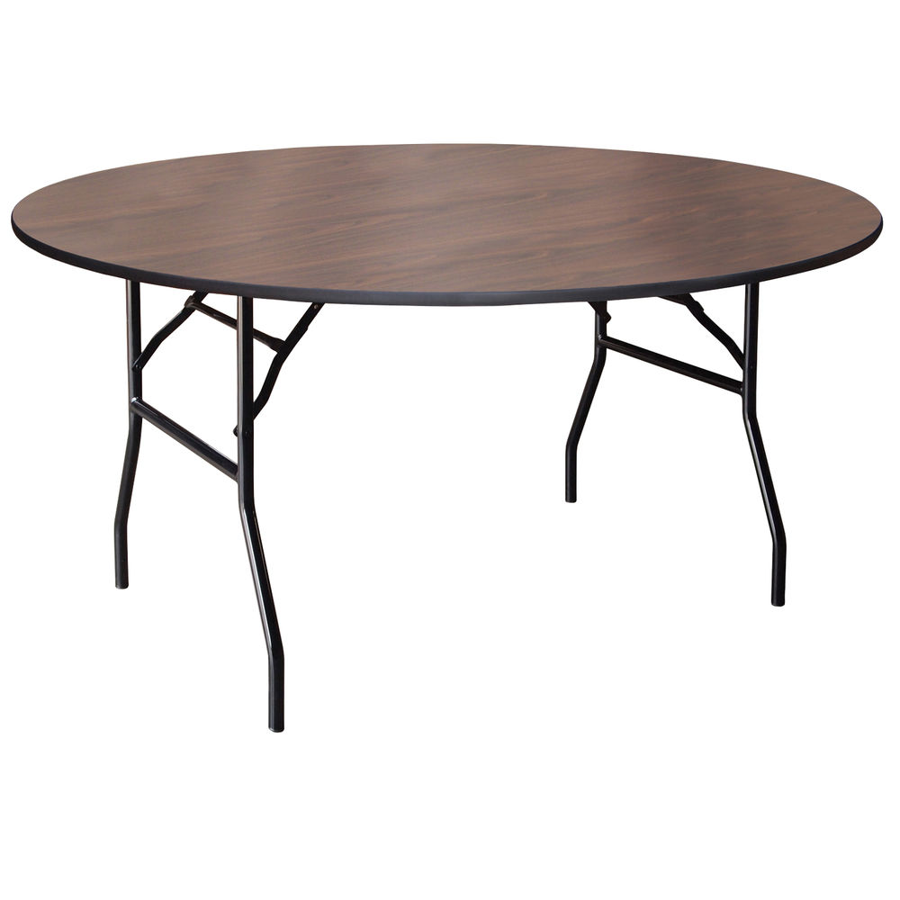 McCourt Round Montana Walnut Laminate Folding Table 60"Dia x 30"H