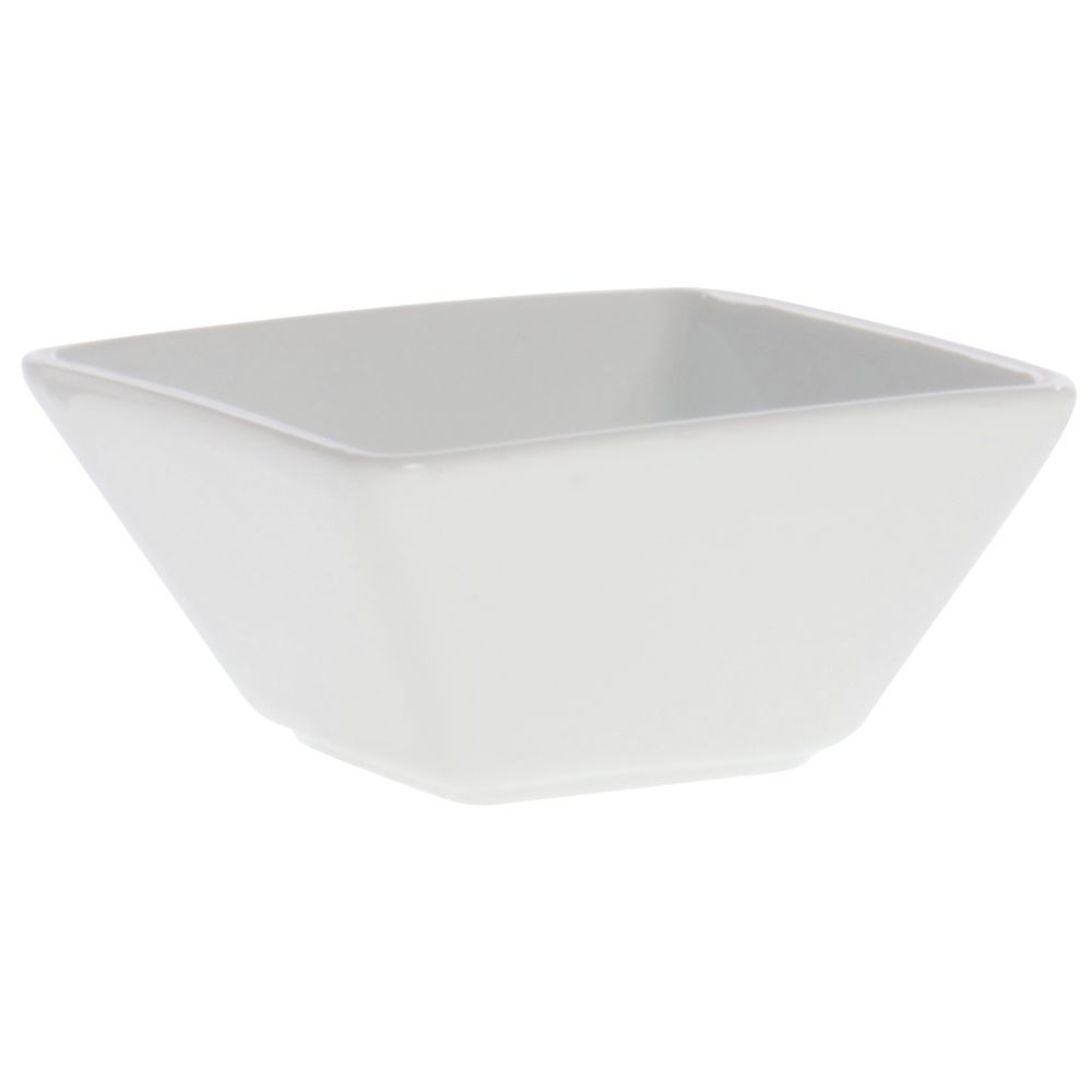 White Soup Bowls have a Bright White Square Design   