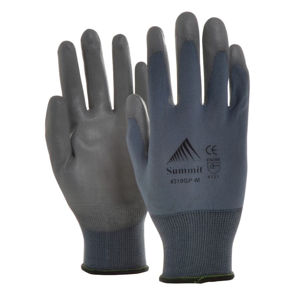 GripTech™ Grey Knit Work Gloves with Polyurethane Coating - Medium