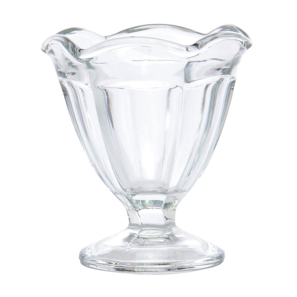 Whole Housewares | Glass Dessert Bowls | Set of 4 Unique Mini Trifle Footed Cups | 8 Ounce Clear Glass | Salad / Ice Cream Sundae Cups