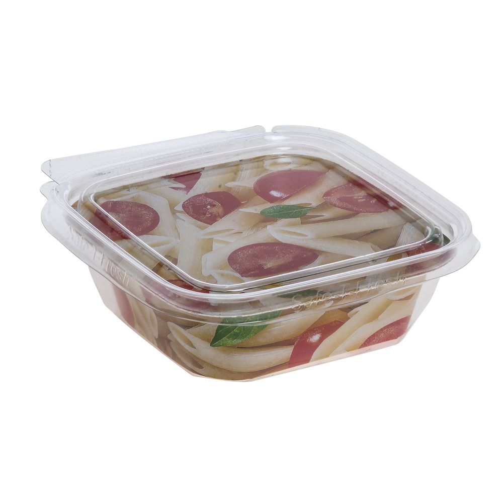 8" x 8" Clear Plastic Clamshell Food Containers with Snap-On Corners 125... 