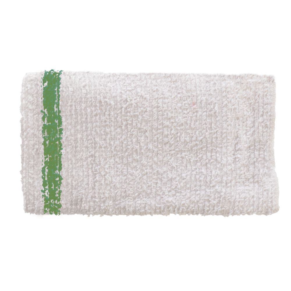 Bar Mop Towels 16 x 19 100% Cotton Terry, White w/Gold Stripe