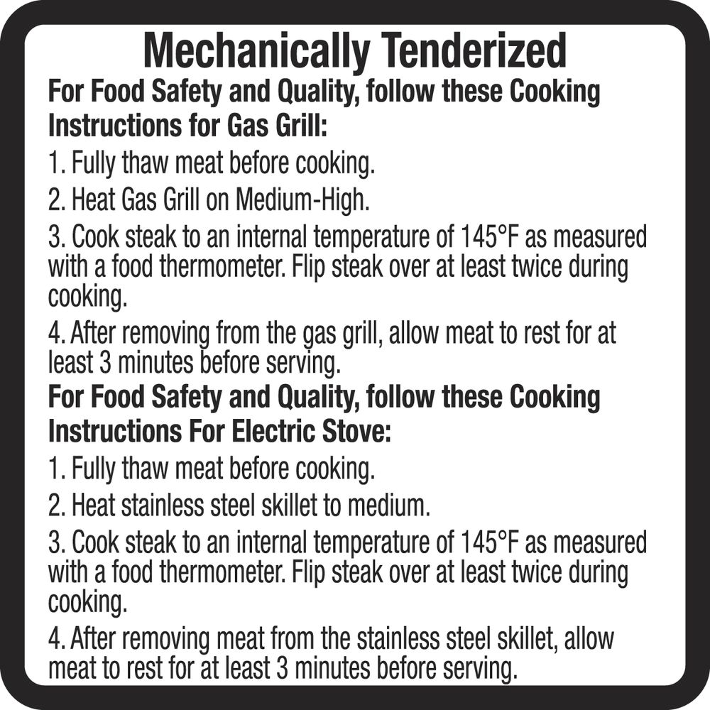Mechanically Tenderized Meat Label 2"L x 2"H