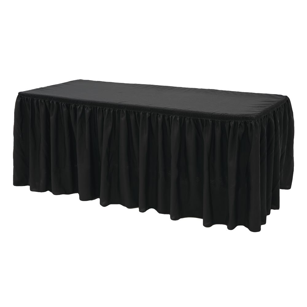 TABLECOVER, FITTED, W/SKRTNG, 8&#39;, BLACK