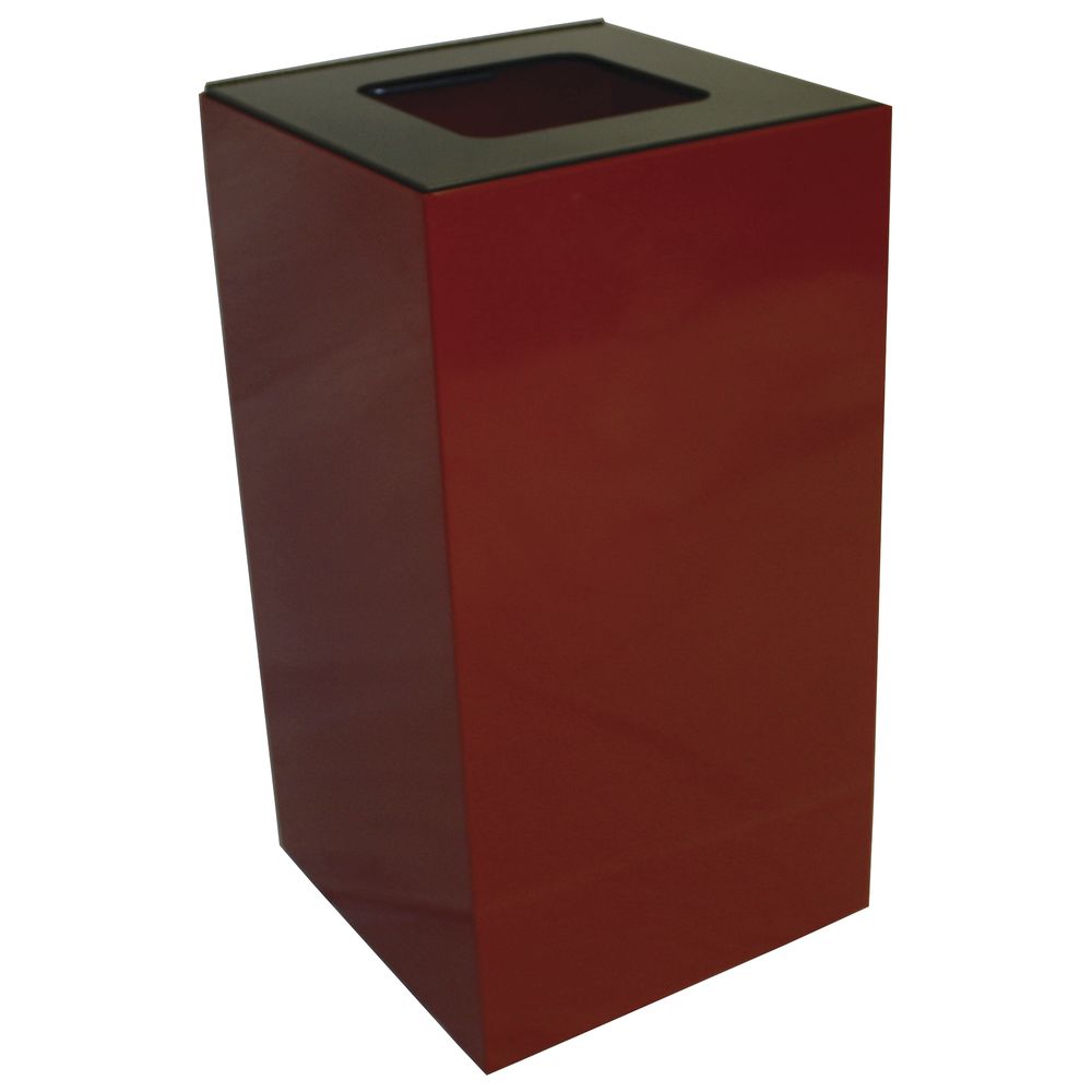 HUBERT Squared Recycling Container 28 Gal Square Opening 15" D x 15" W x 28" H Steel Red