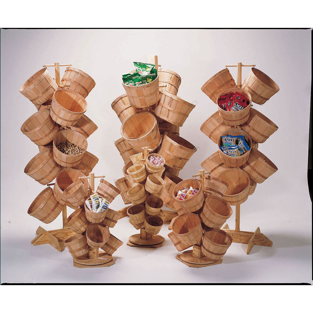 1/8 Peck Wood Countertop Basket Display Tree with 14 Baskets 12"Dia x