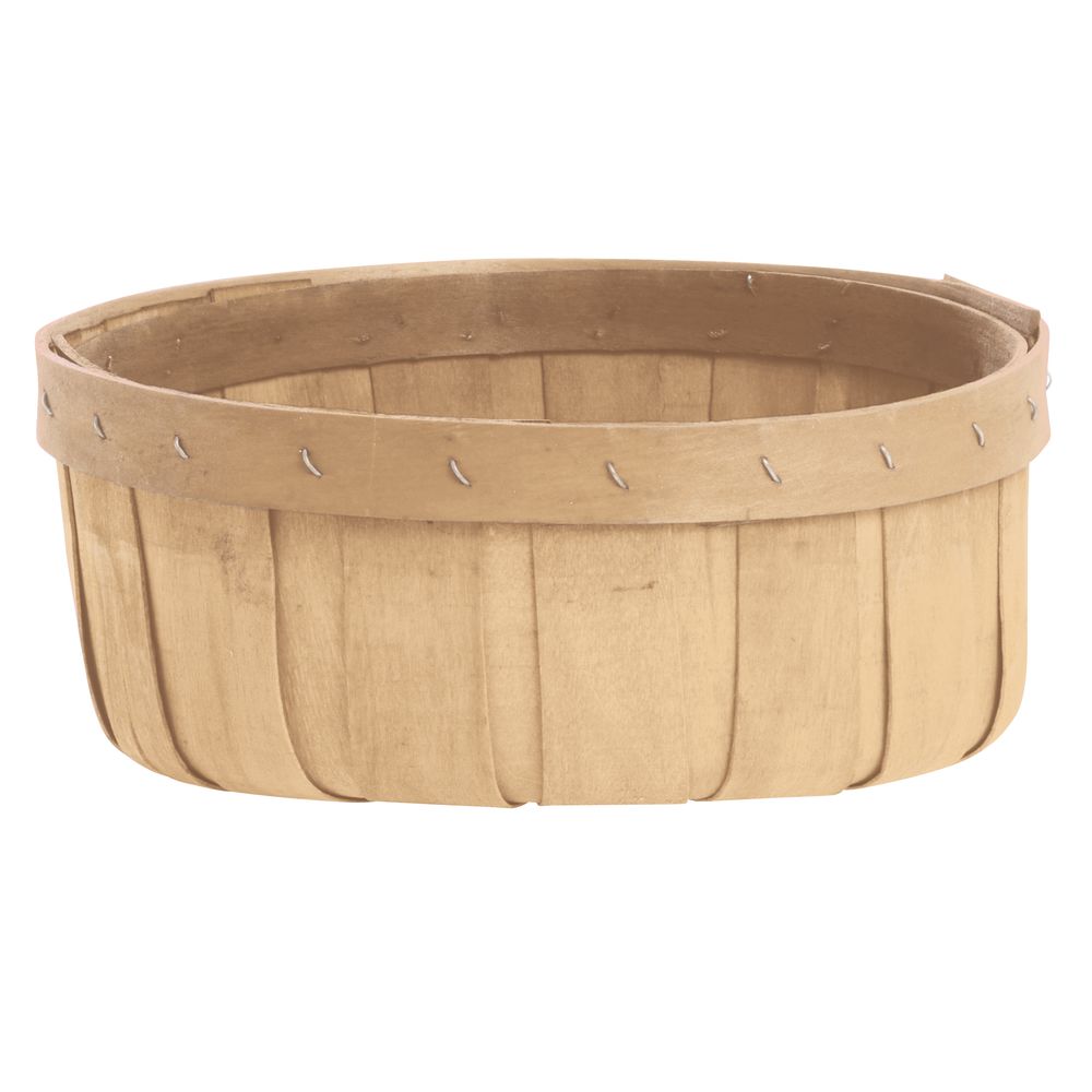 Bushel Basket 1 Peck Chipwood With Bail Handle 10 1/2"Dia x 7 1/2"H