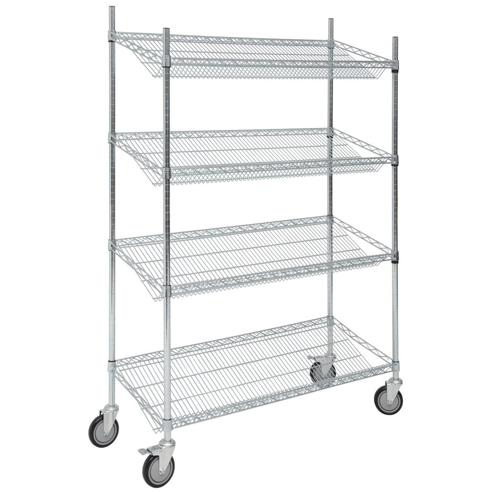 Mobile Wire Shelving Unit 48in Wide X 69in X 18in Chrome General Purpose Storage 