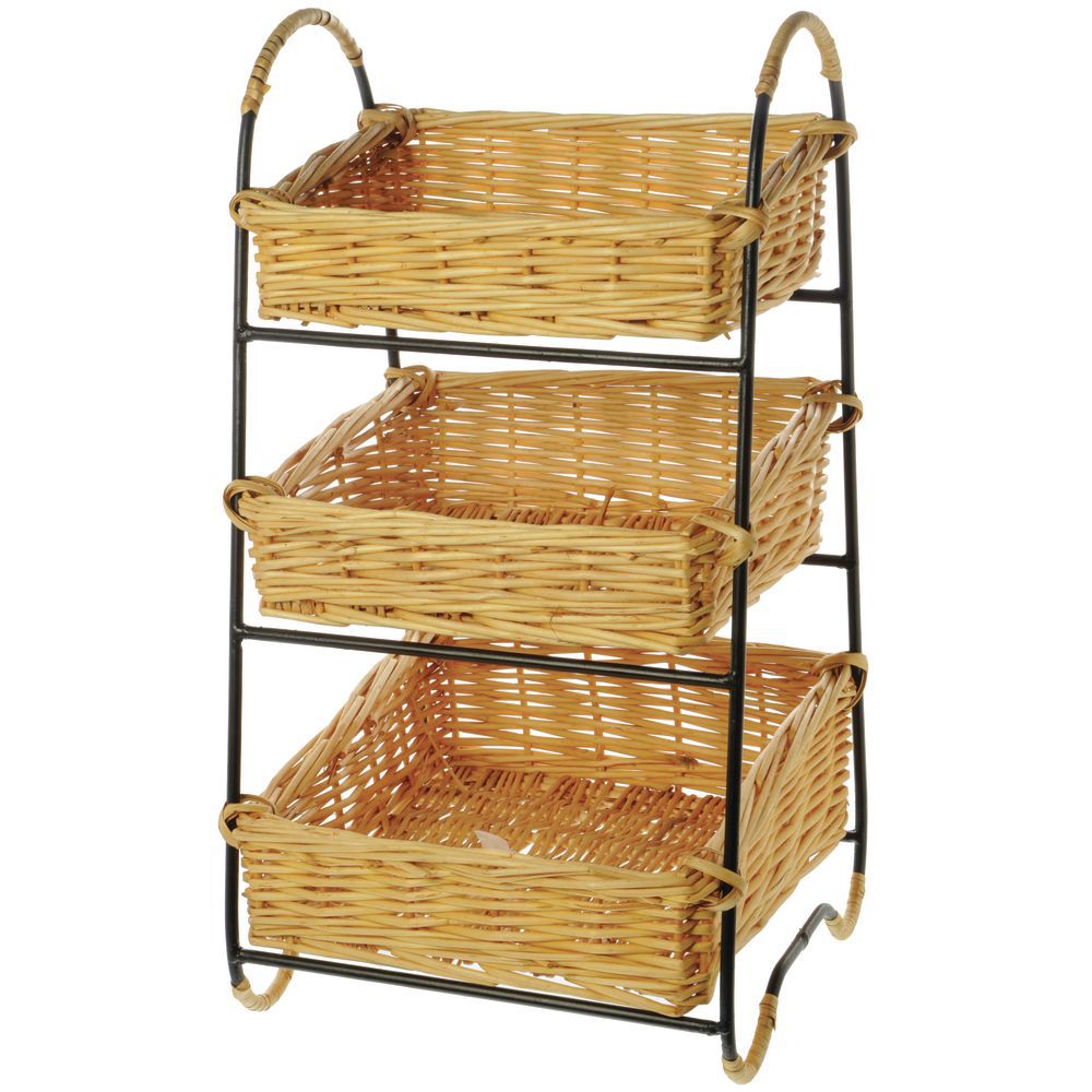 Tier Round Natural Wicker Display Basket Rack With Metal Signs 13 X 45   84590 1000 