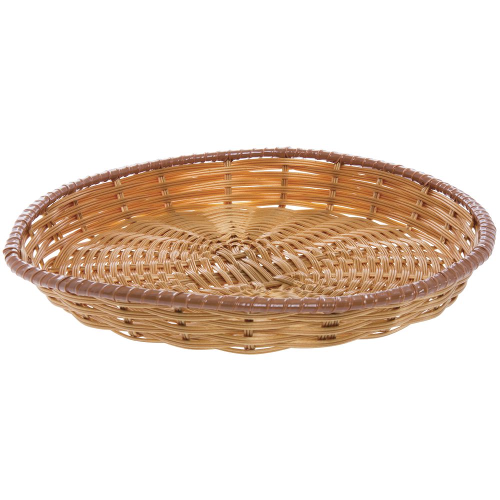 Tri-Cord Washable Wicker Display Basket in Natural Color 16"D x 2"H