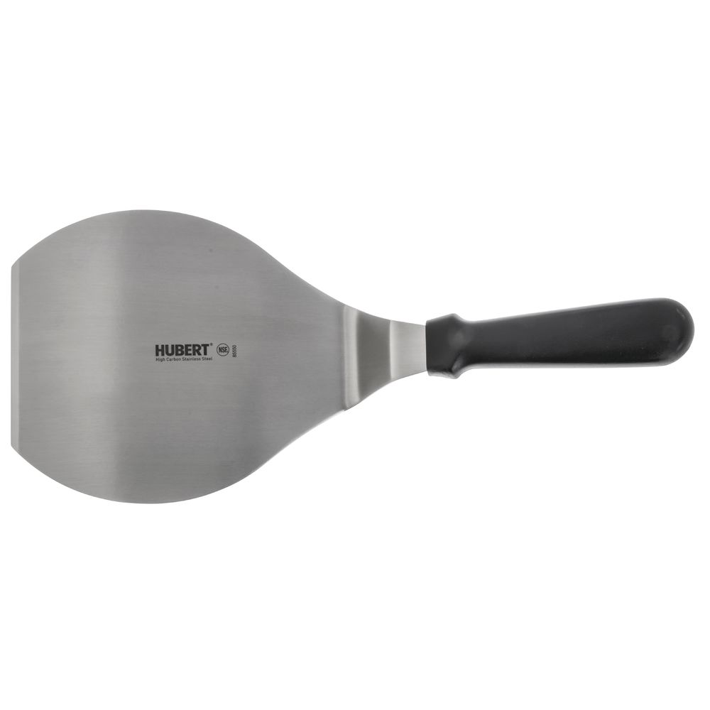 Hubert Stainless Steel Pancake Spatula with Black Polypropylene Handle - 7 1/2L Blade