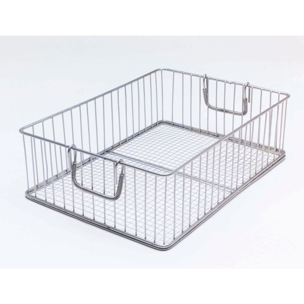 Rectangular Silver Steel Wire Display Basket - 16L x 12D x 6H