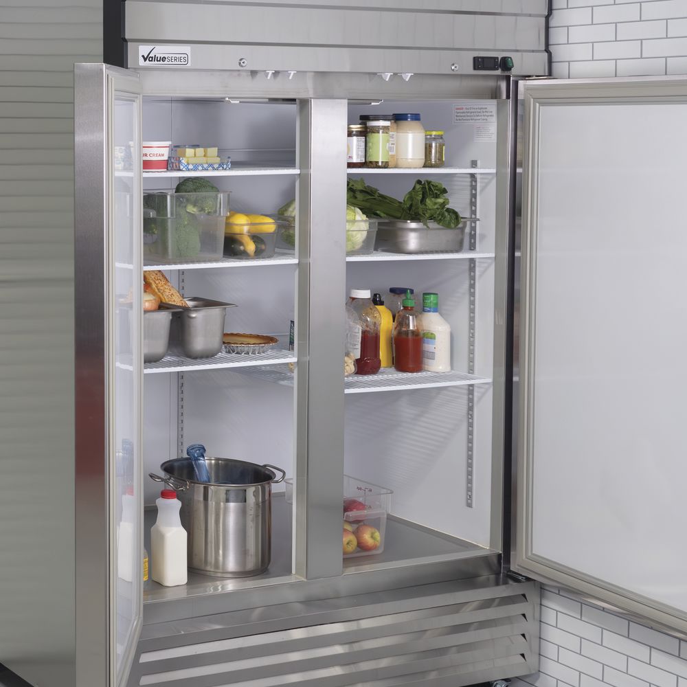 Value Series Commercial Solid Double Door Reach In Refrigerator 54.25 L x 34.66 W x 78 H
