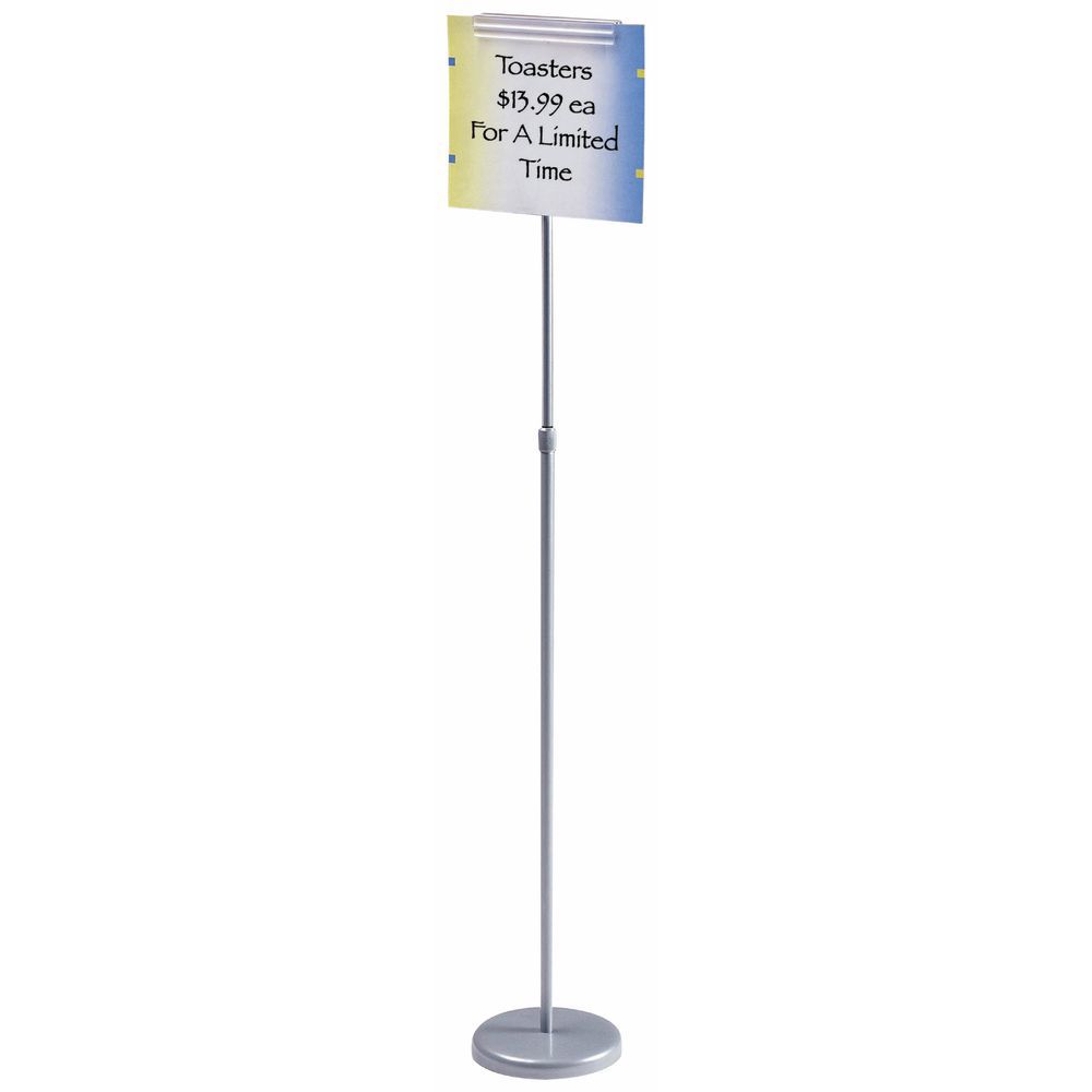 Powder-Coated Silver Metal Double-Sided Sign Holder Poster Display - 25L x  15W x 63H