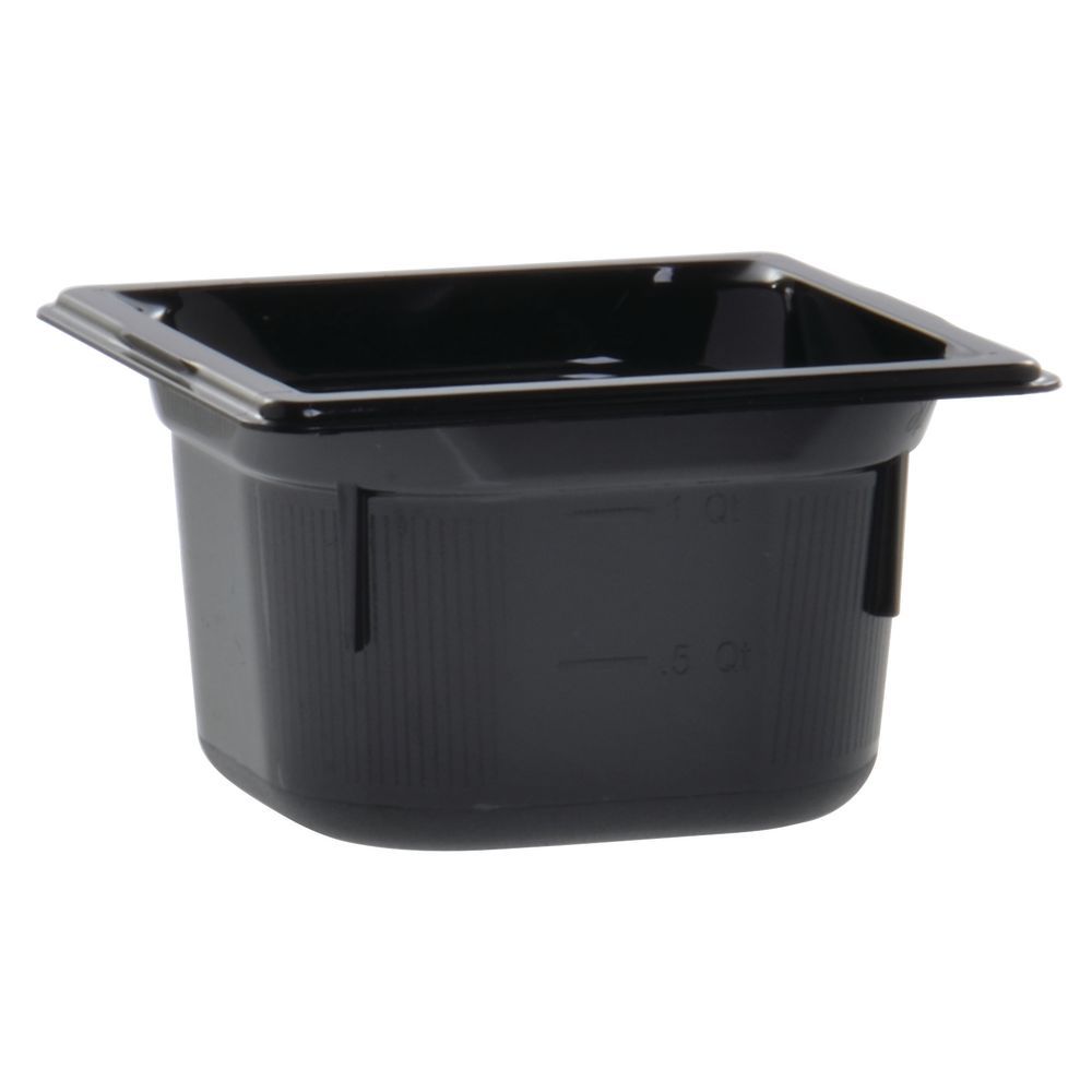 Vollrath Super Pan Plastic Steam Table Pan Low Temp Black 1/6 Size 4"D