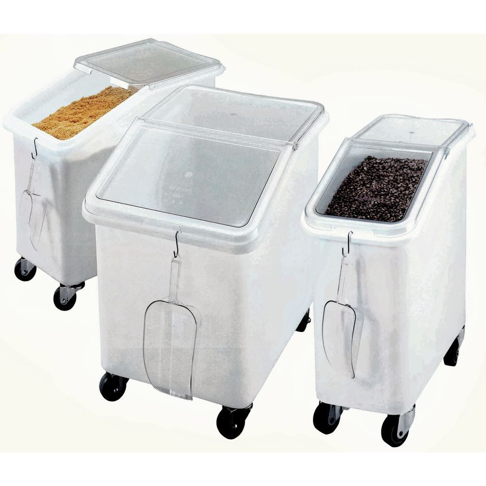Cambro&#174; Slant Top Ingredient Bins13"L x 29 1/2"W x 28"H White With Clear Lid 21 gal