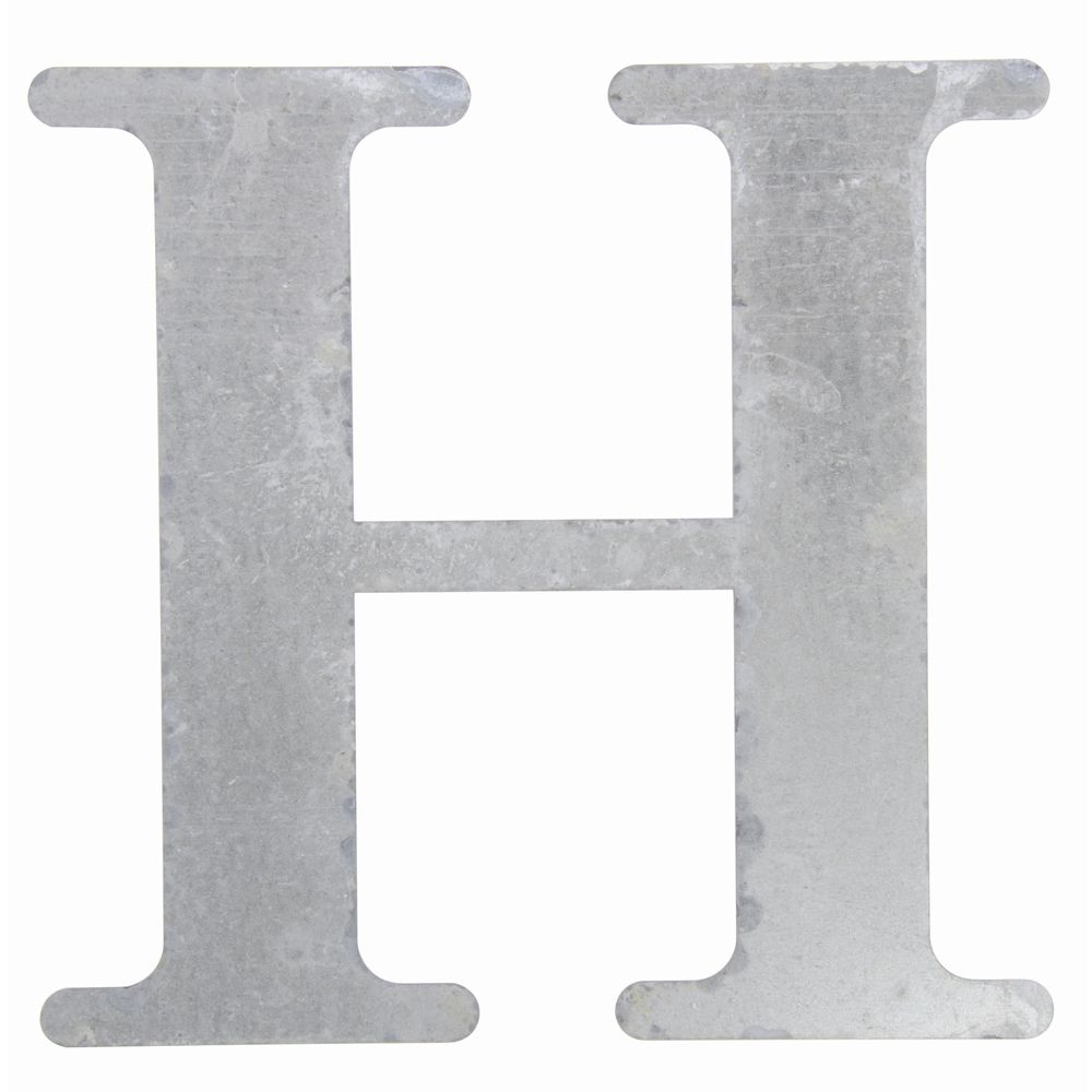 Weathered Grey Tin Letter H 10 H