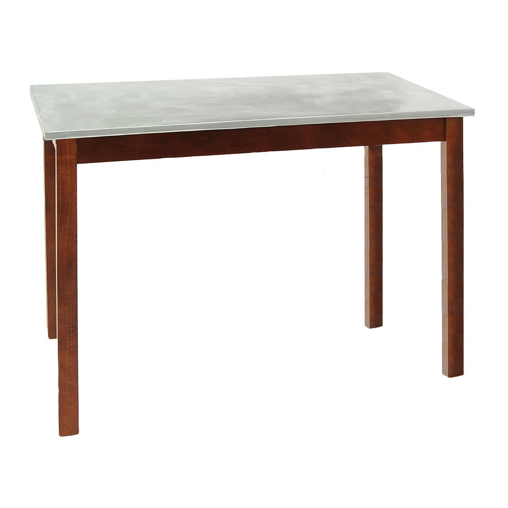 Galvanized Top Table with Mahogany Stain