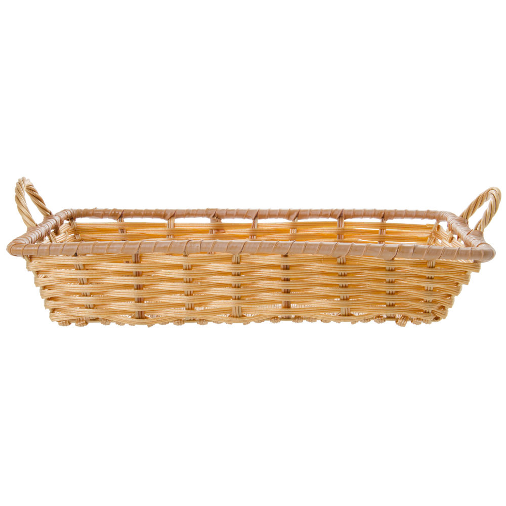 Wicker Display Basket with Handles Natural 16"L x 11"W x 3"D