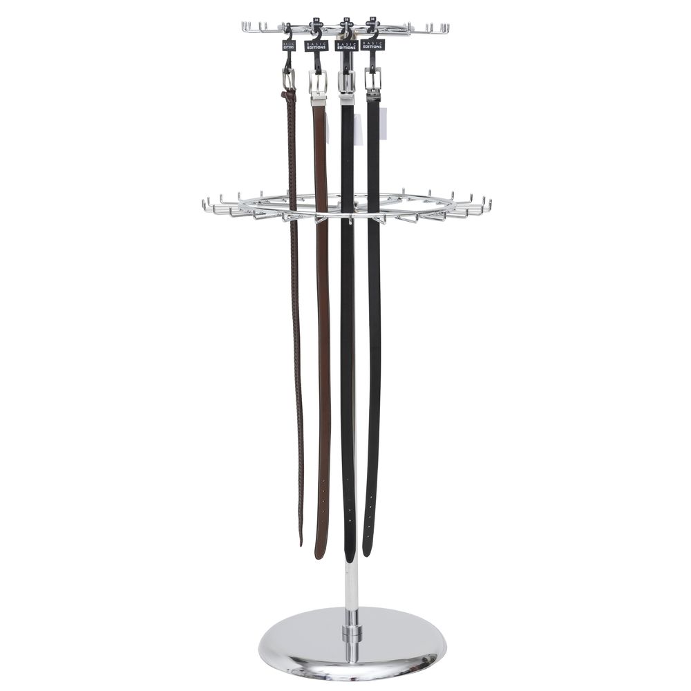 Chrome 2Tier Revolving Belt Rack, 58"H