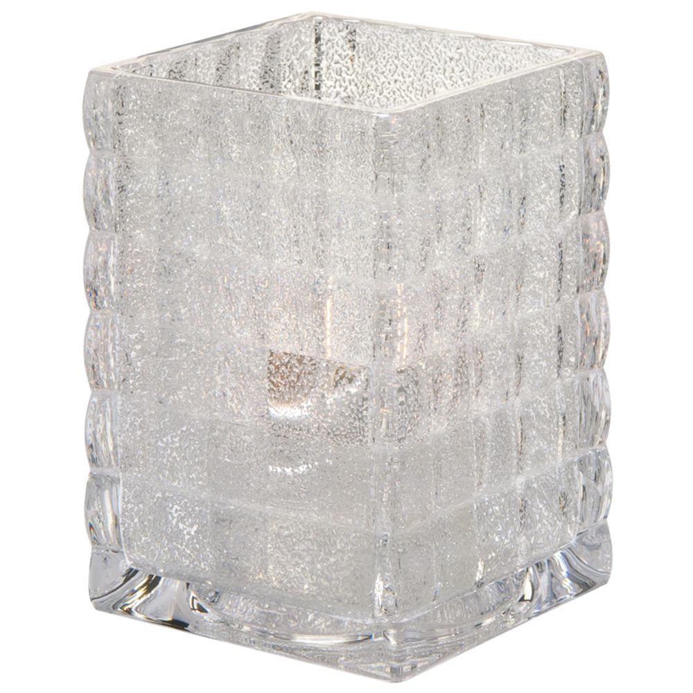 Hollowick® Optic Block Clear Jewel Glass Square Votive Candle Holder