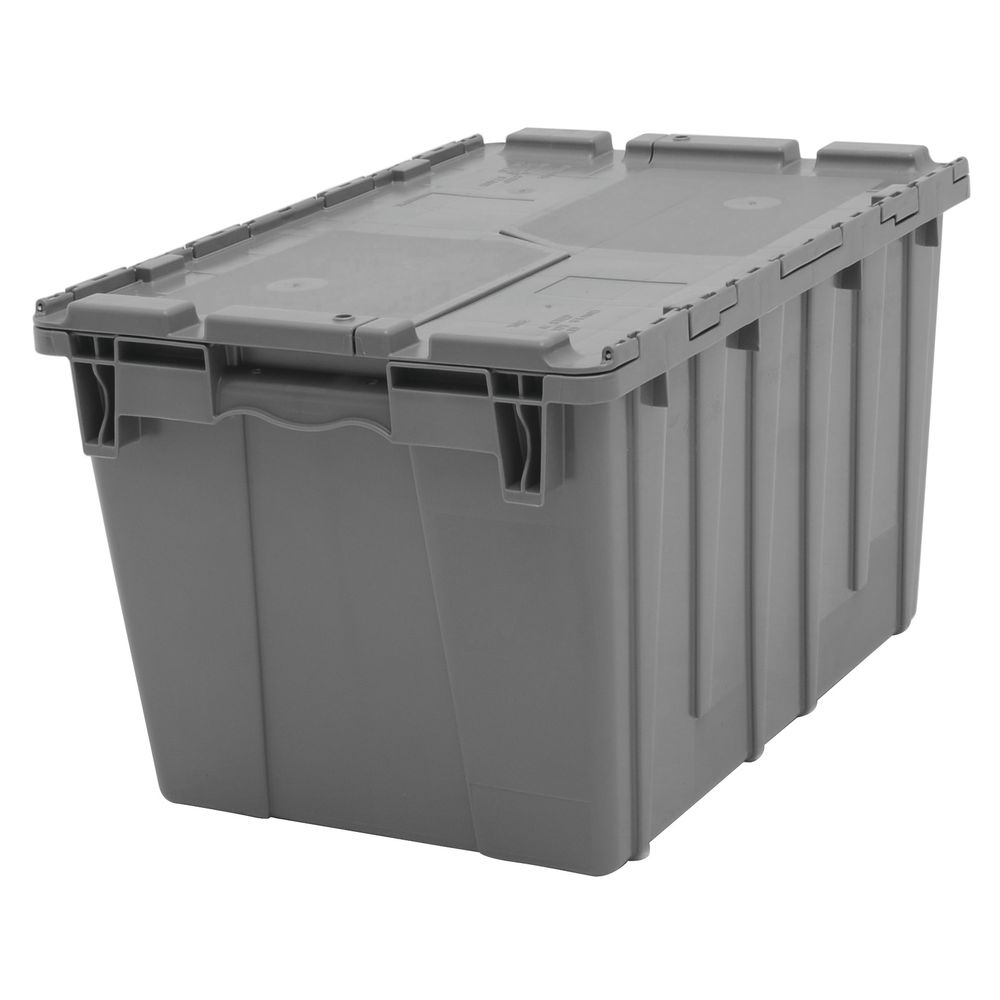 Orbis Grey Plastic FliPak® Stack-N-Nest Storage Tote With Lid - 22