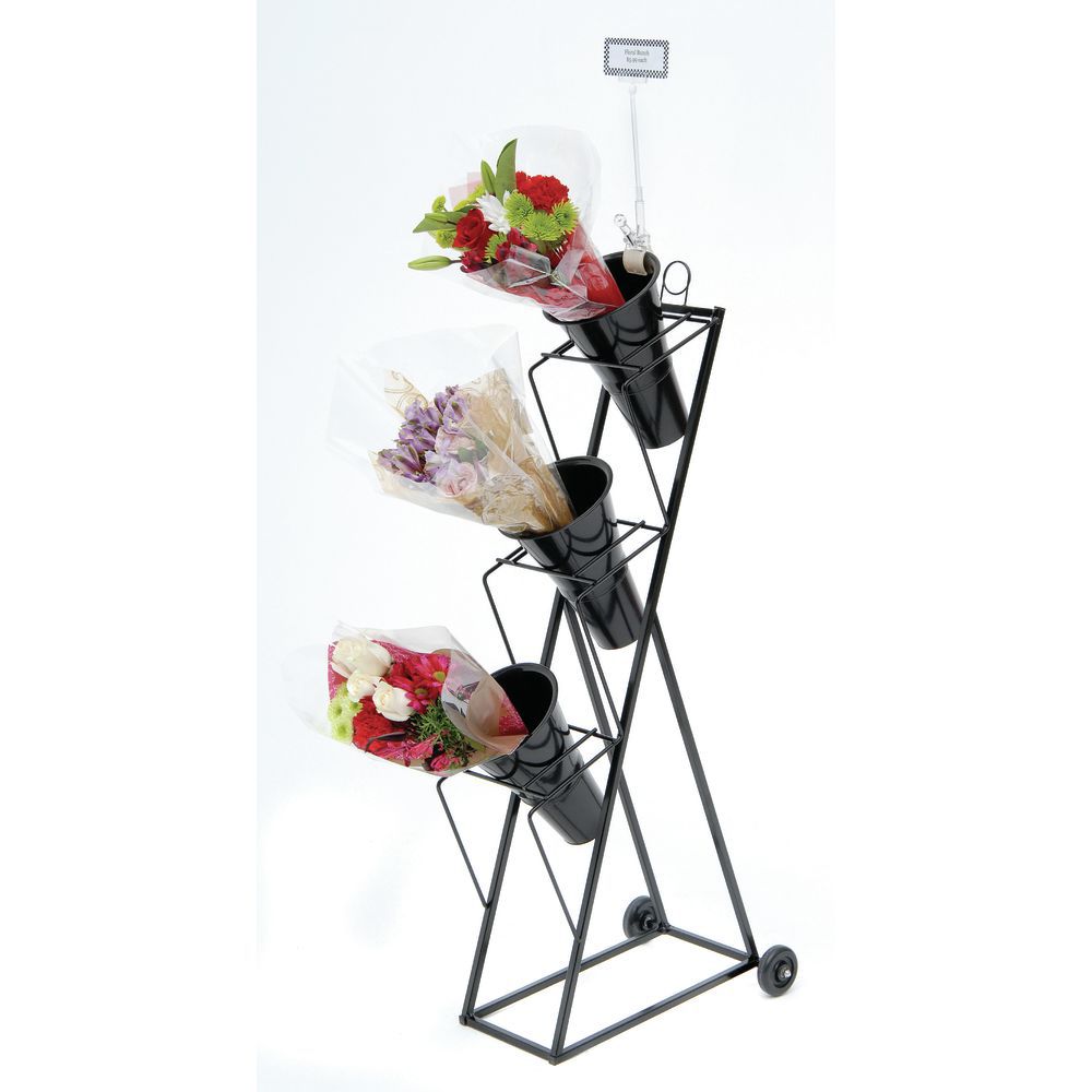 Expressly Hubert Mobile 3 Tier Black Metal Floral Vase Rack